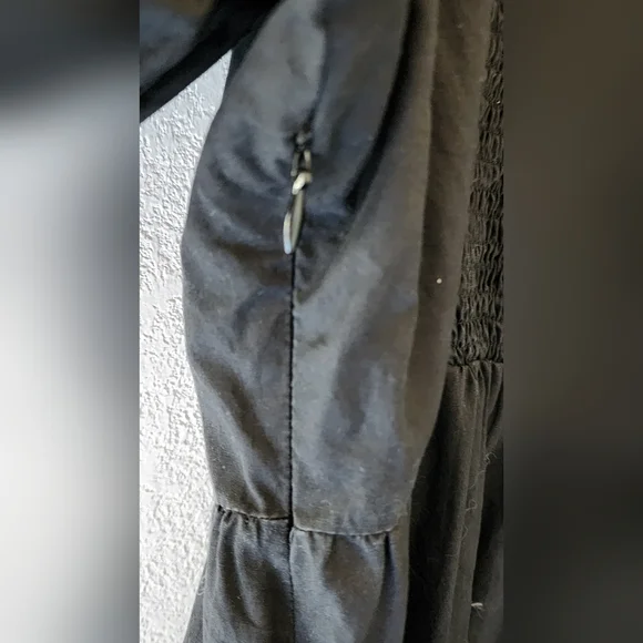 ASTR the Label Black Cotton Poplin Tiered Puff Short Sleeve Midi Dress Size XL - Picture 6 of 12